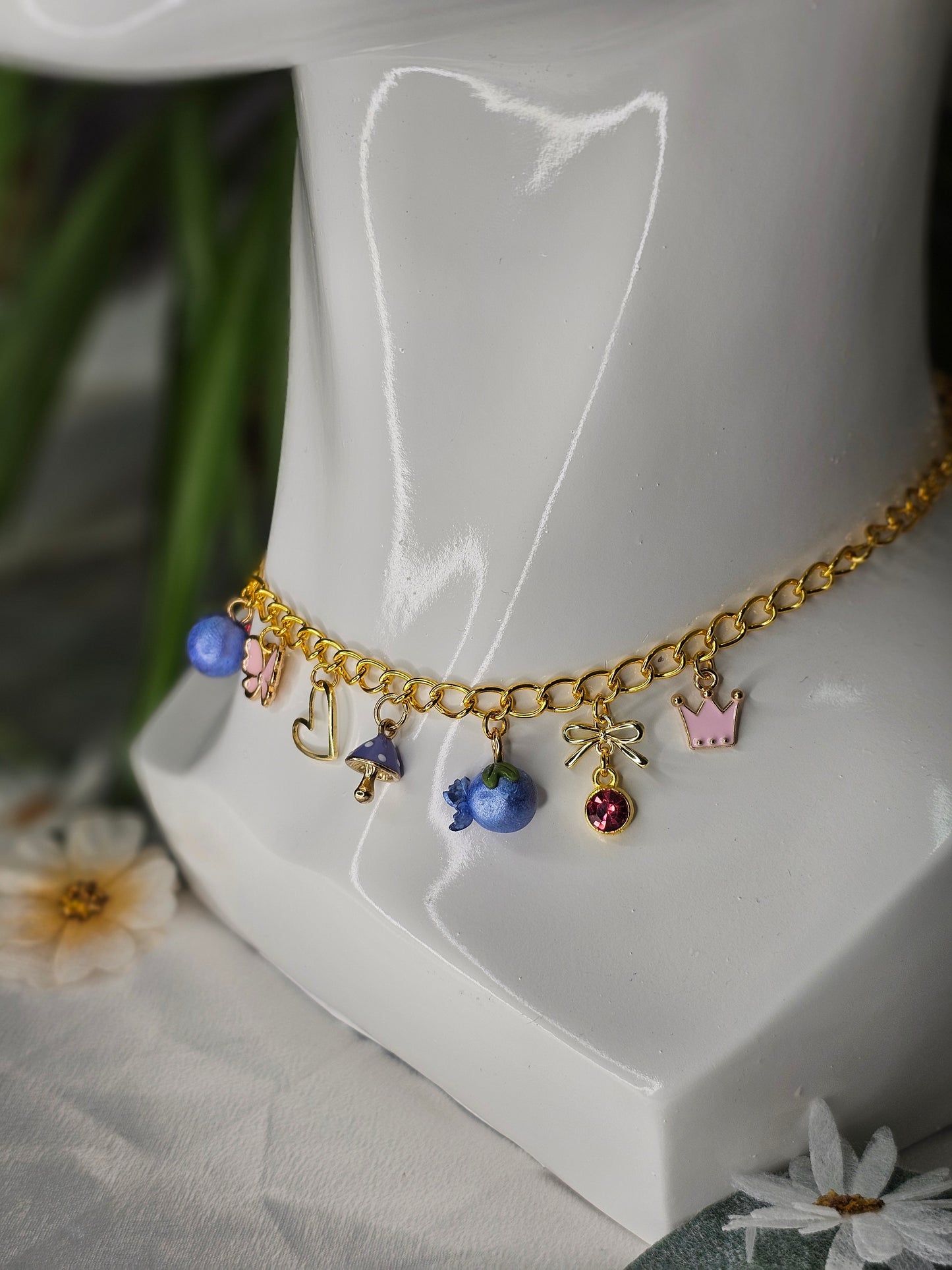 Ruby Blueberry Charm Necklace