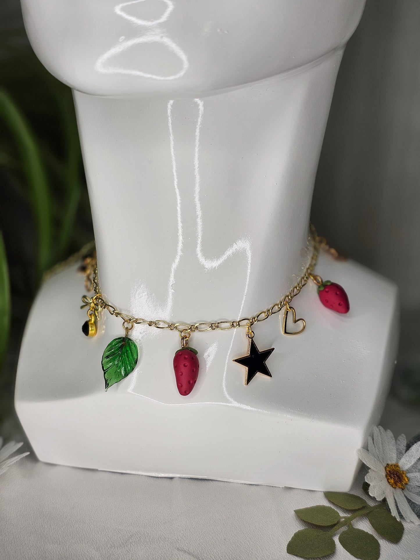 Strawberry Onyx Charm Necklace